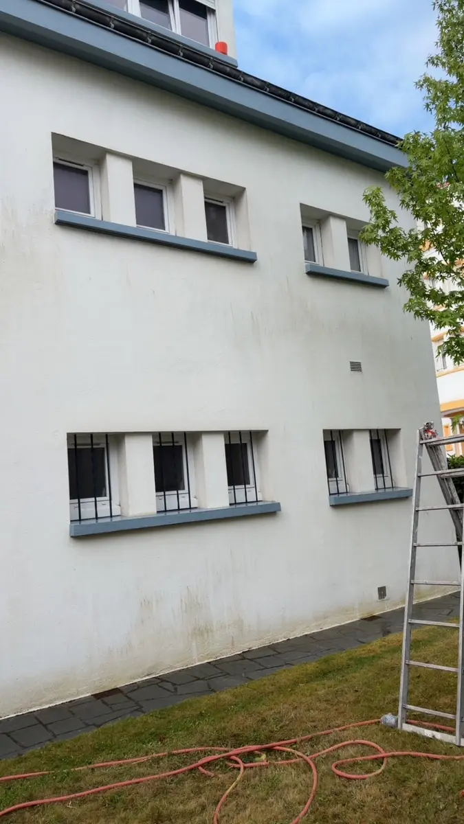 Façade avant ravalement avec menuiseries